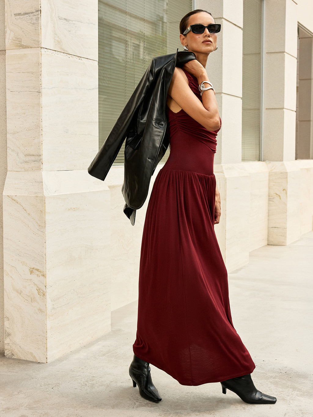 Ruched Sleeveless Maxi Dress — Svelte Chic