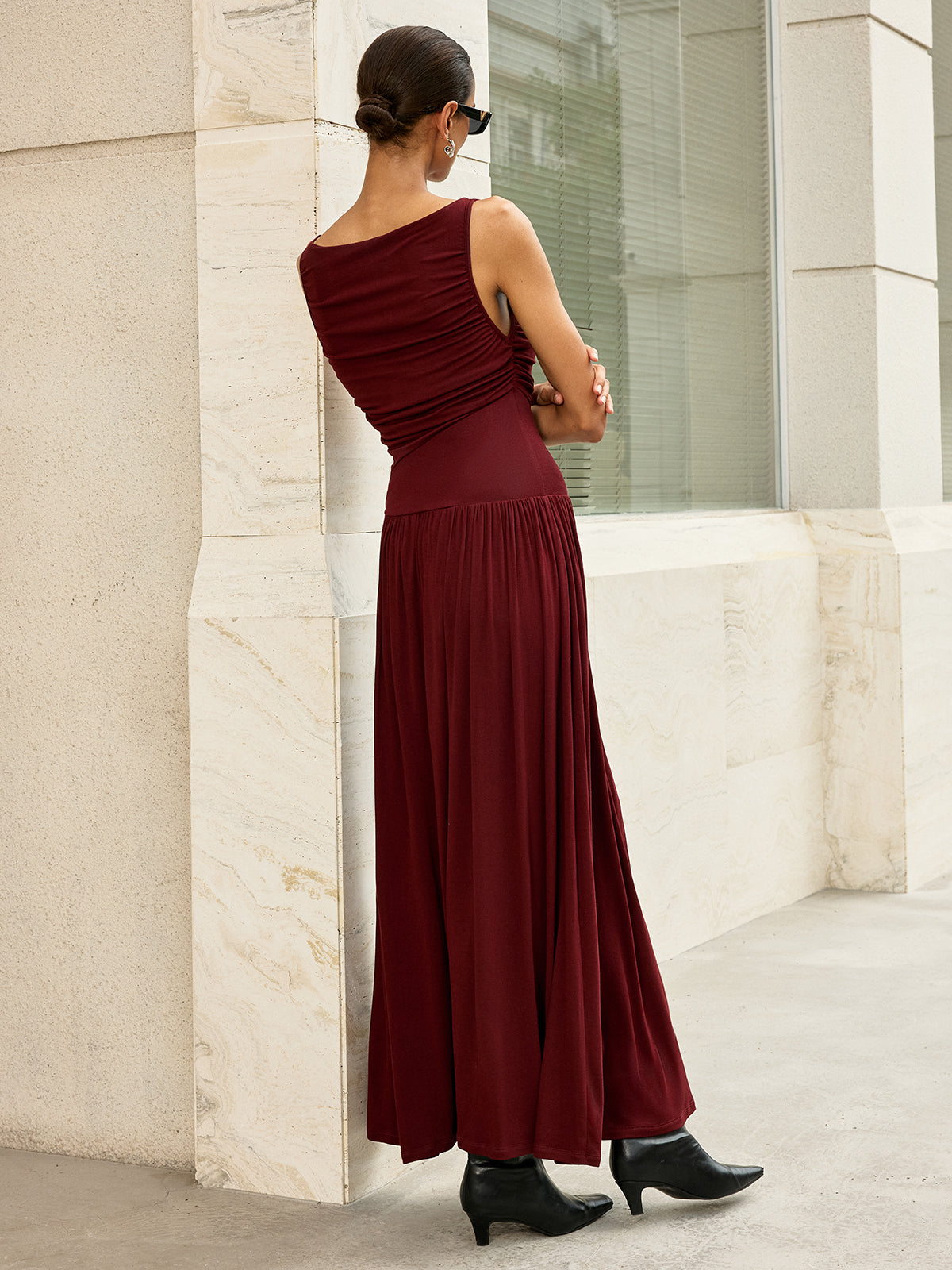 Ruched Sleeveless Maxi Dress — Svelte Chic