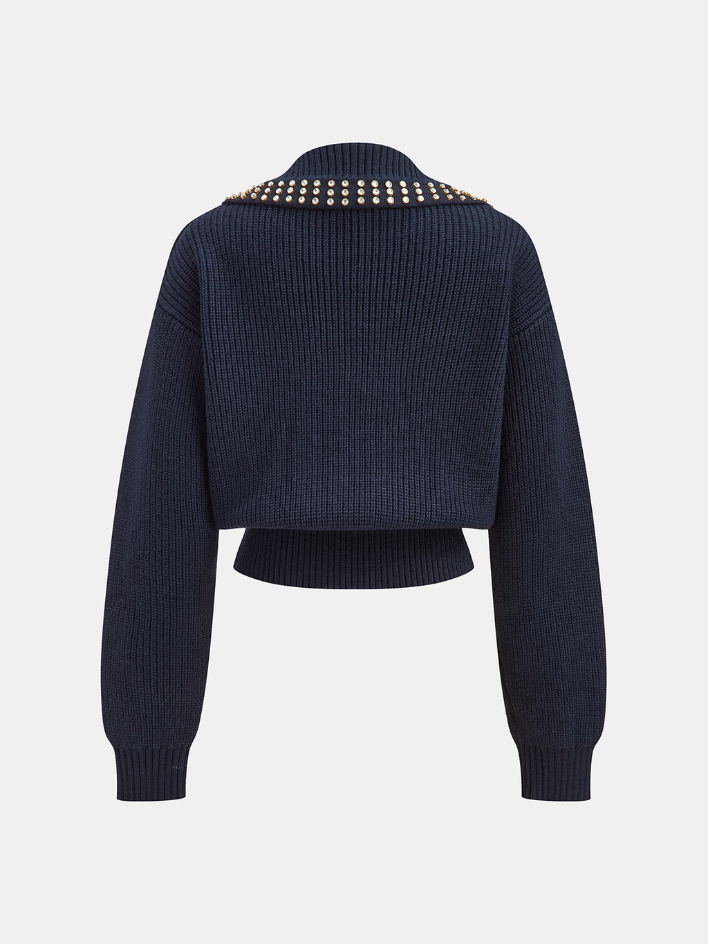 Studded Collar Wool Blend Sweater — Svelte Chic