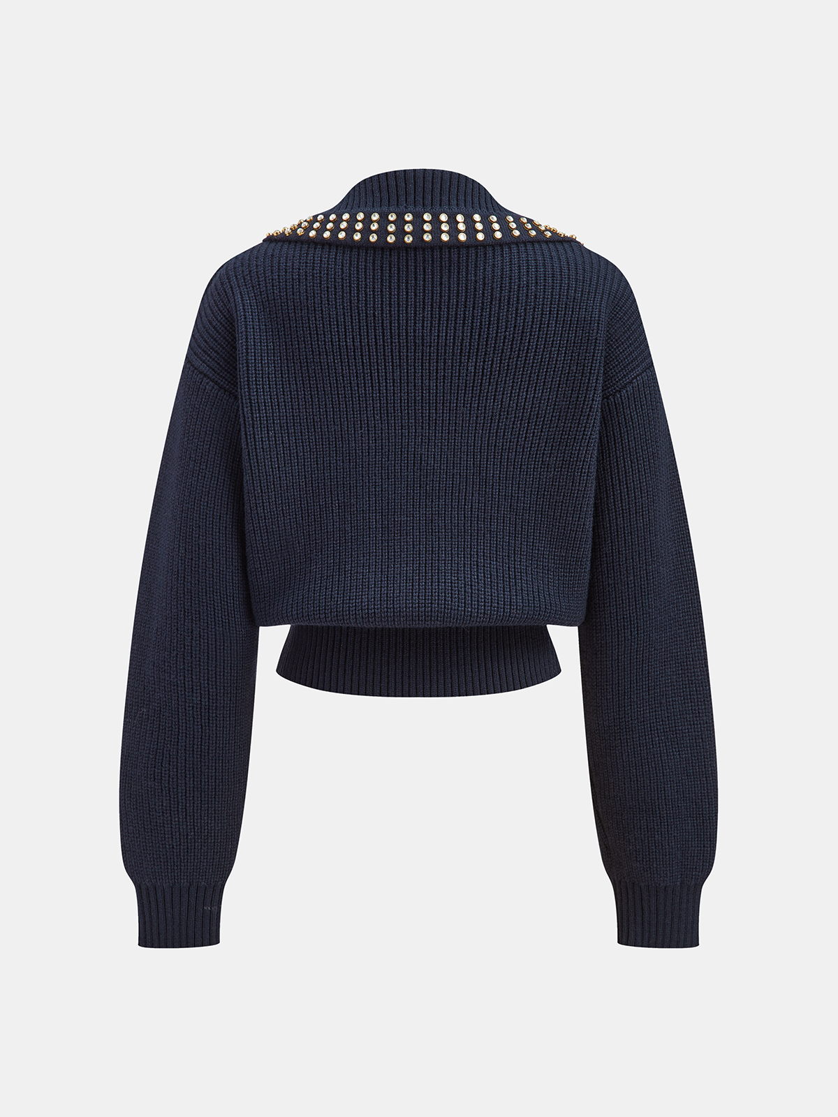 Studded Collar Wool Blend Sweater — Svelte Chic