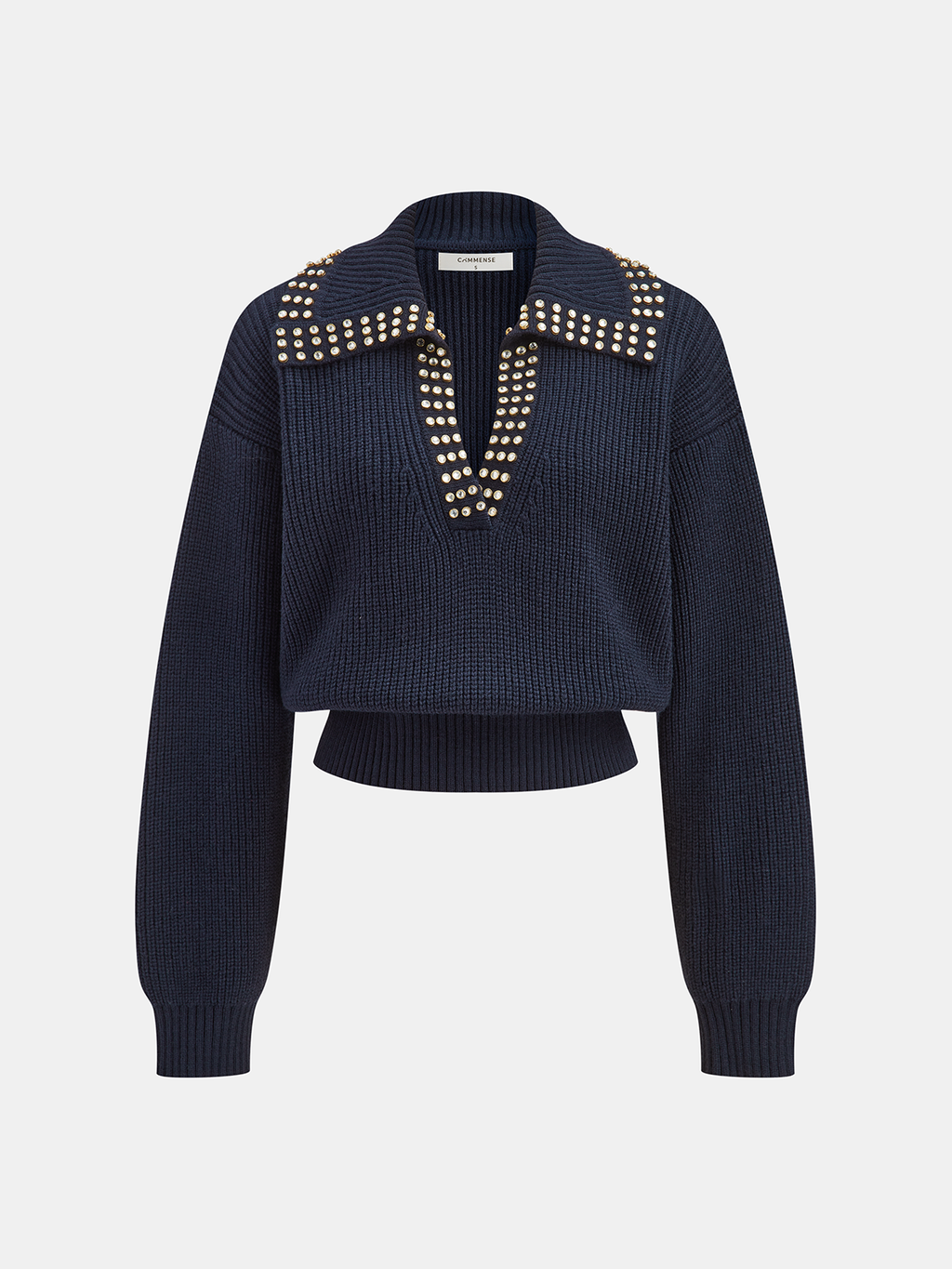 Studded Collar Wool Blend Sweater — Svelte Chic