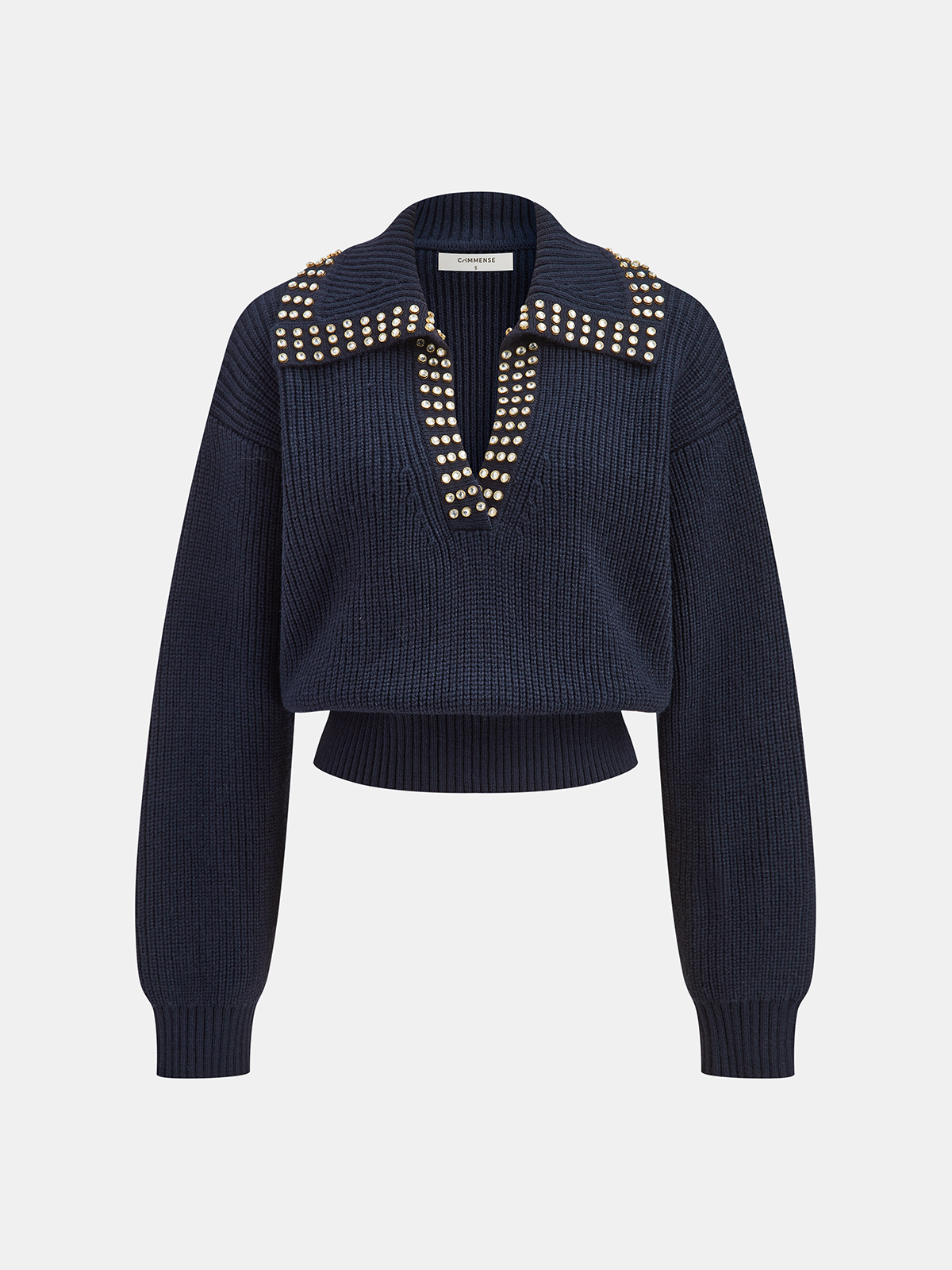 Studded Collar Wool Blend Sweater — Svelte Chic