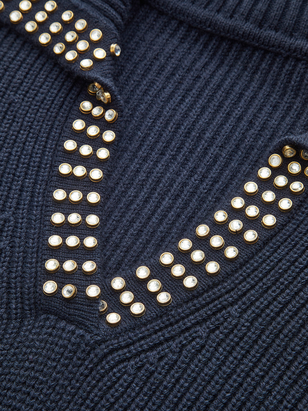Studded Collar Wool Blend Sweater — Svelte Chic