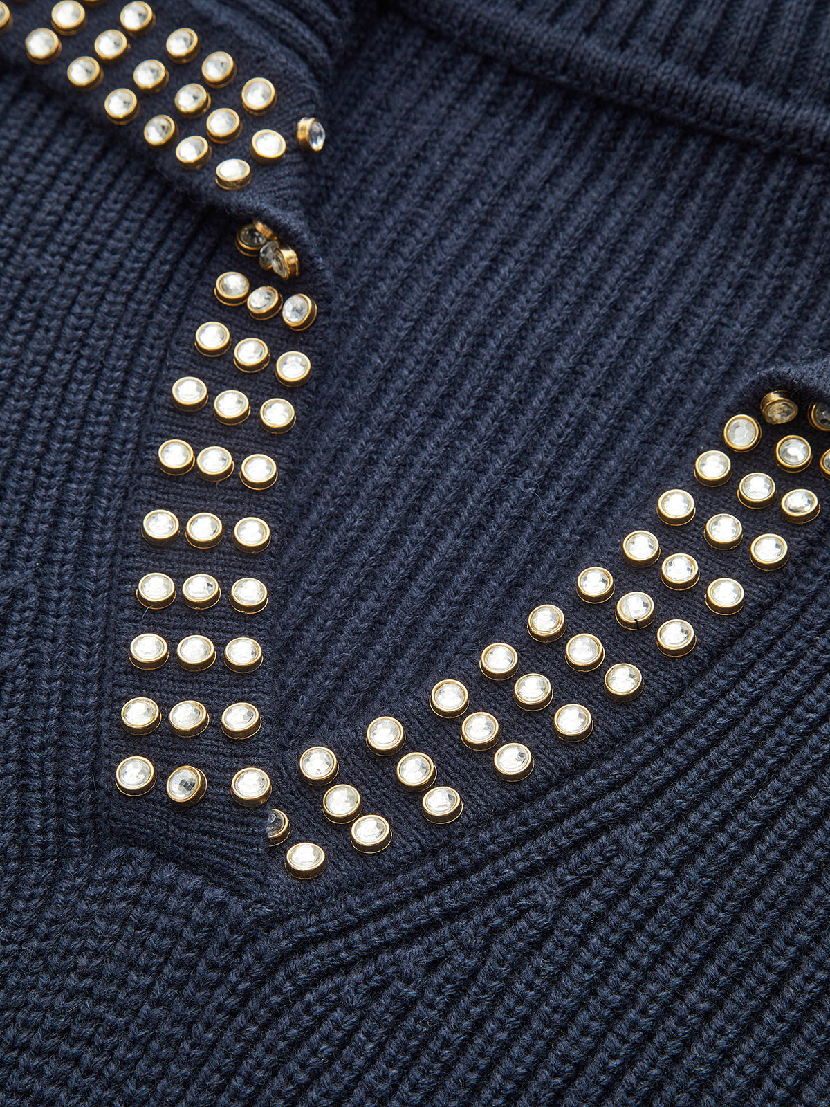 Studded Collar Wool Blend Sweater — Svelte Chic