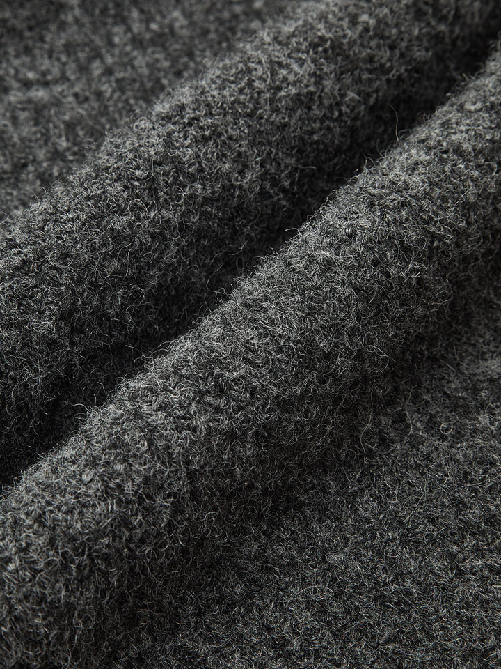 Yün Karışımlı Kıvırcık Midi Elbise