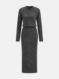 Wool Blend Brushed Knit Midi Dress in Grey — Svelte Chic