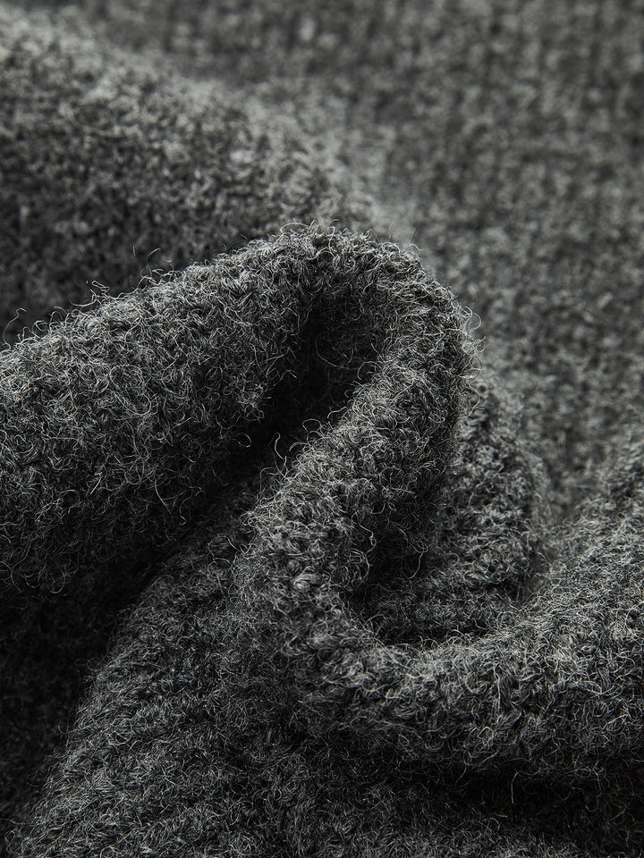 Yün Karışımlı Kıvırcık Midi Elbise