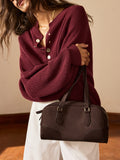 Retro Suede Effect Handbag in Brown — Svelte Chic