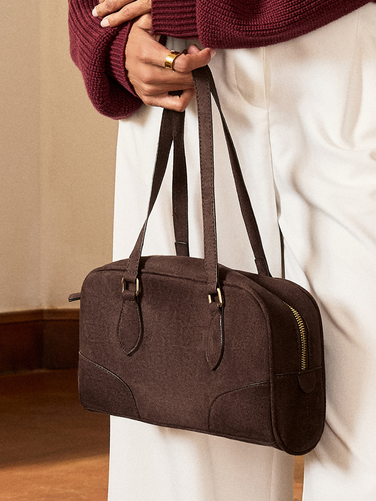 Retro Suede Effect Handbag — Svelte Chic