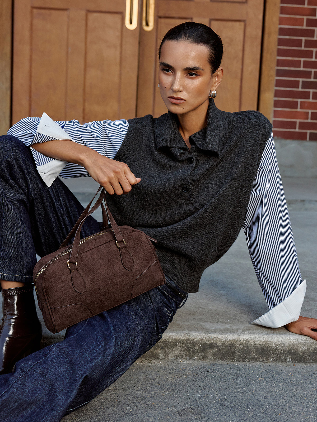 Retro Suede Effect Handbag — Svelte Chic