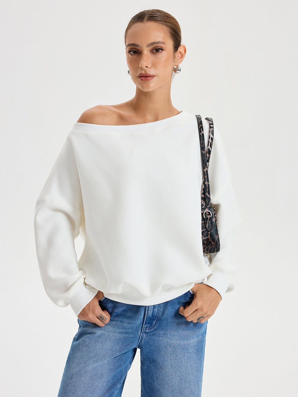 Off Shoulder Oversized Sweatshirt — Svelte Chic