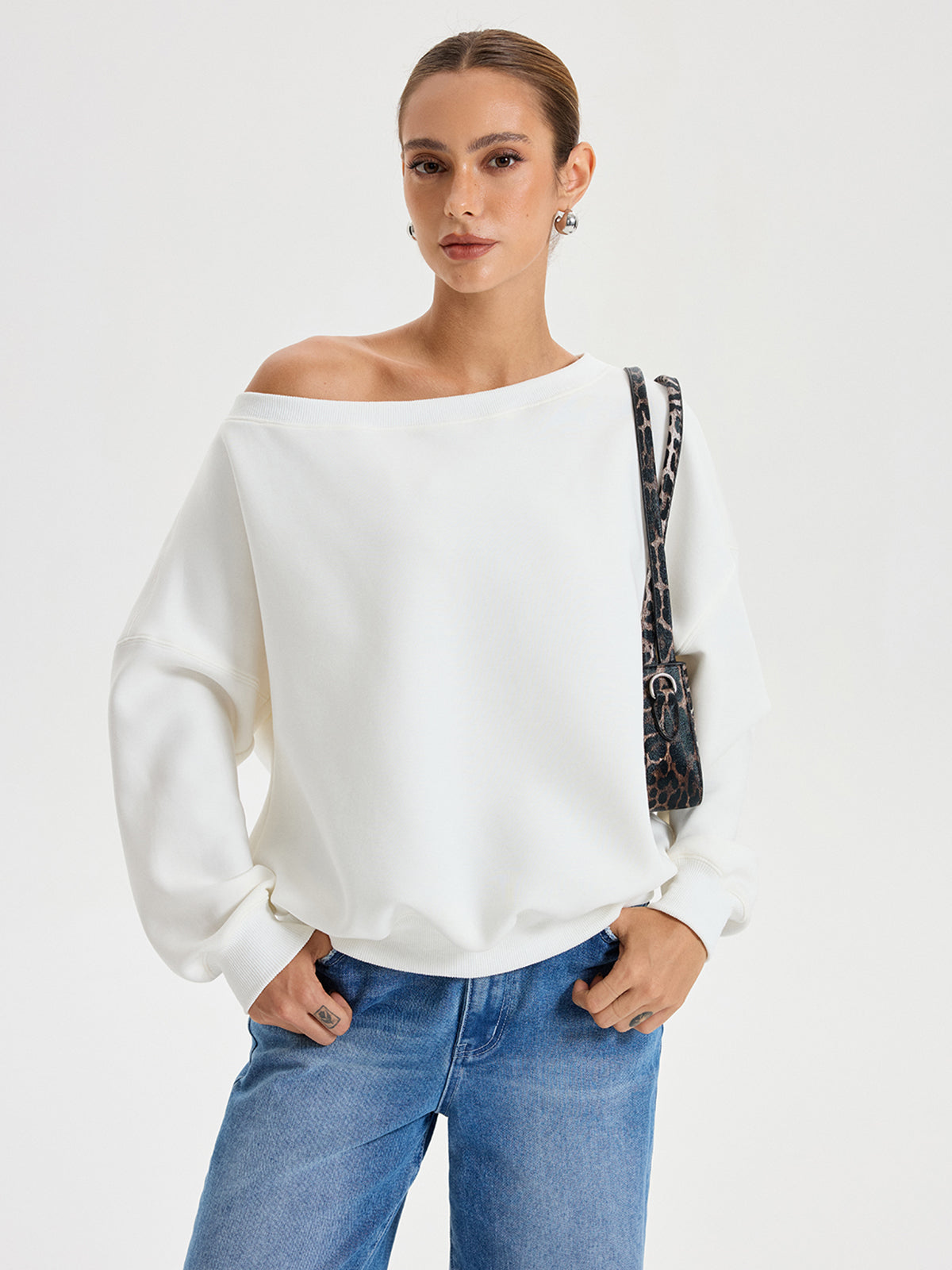 Off Shoulder Oversized Sweatshirt — Svelte Chic