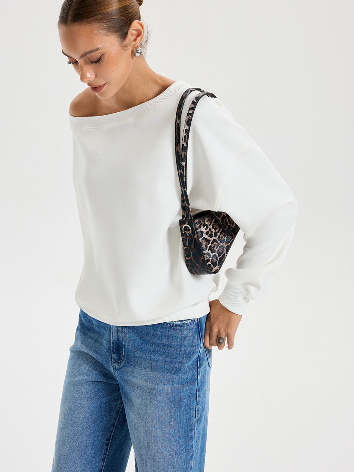 Off Shoulder Oversized Sweatshirt — Svelte Chic