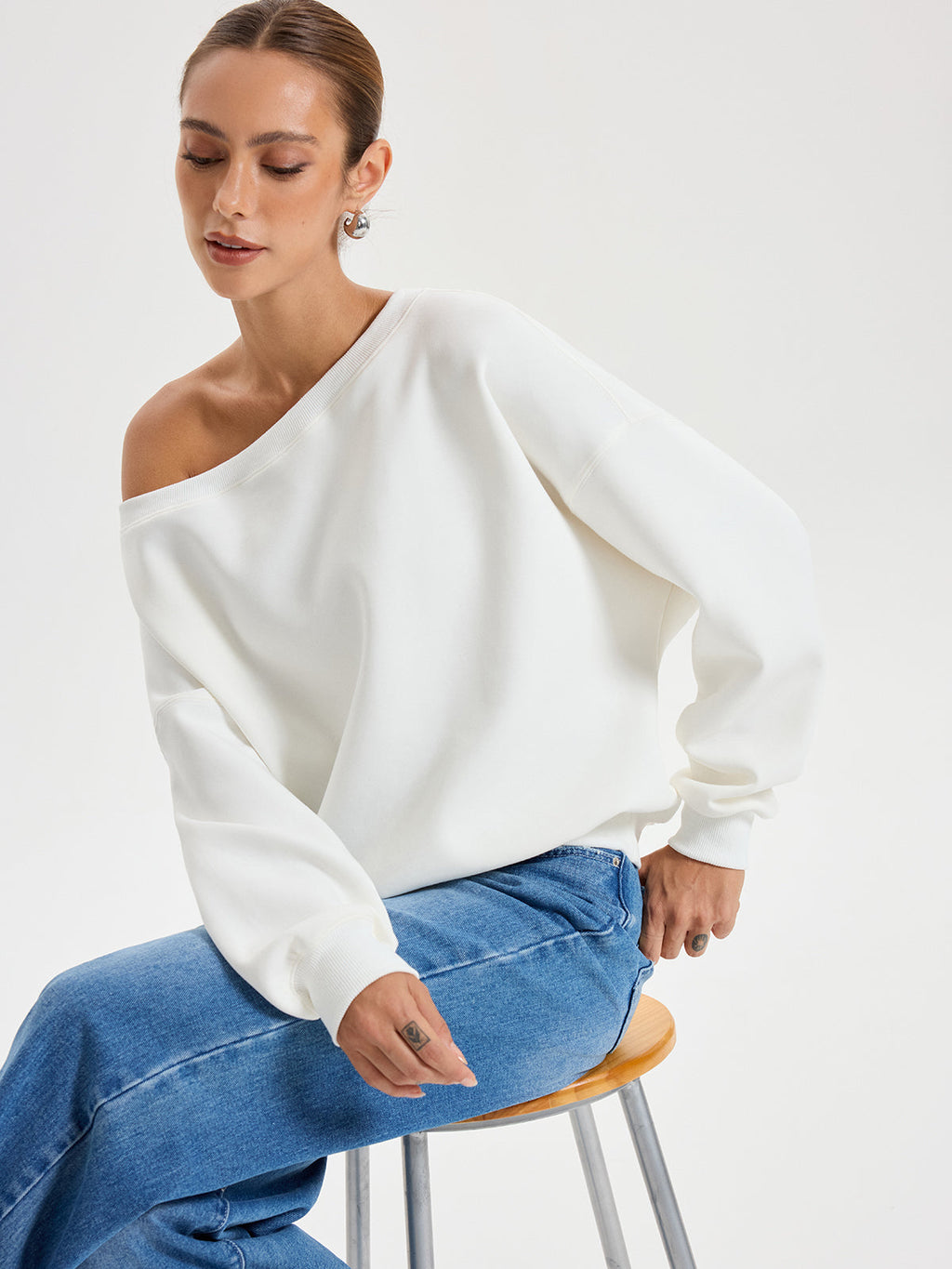 Off Shoulder Oversized Sweatshirt — Svelte Chic