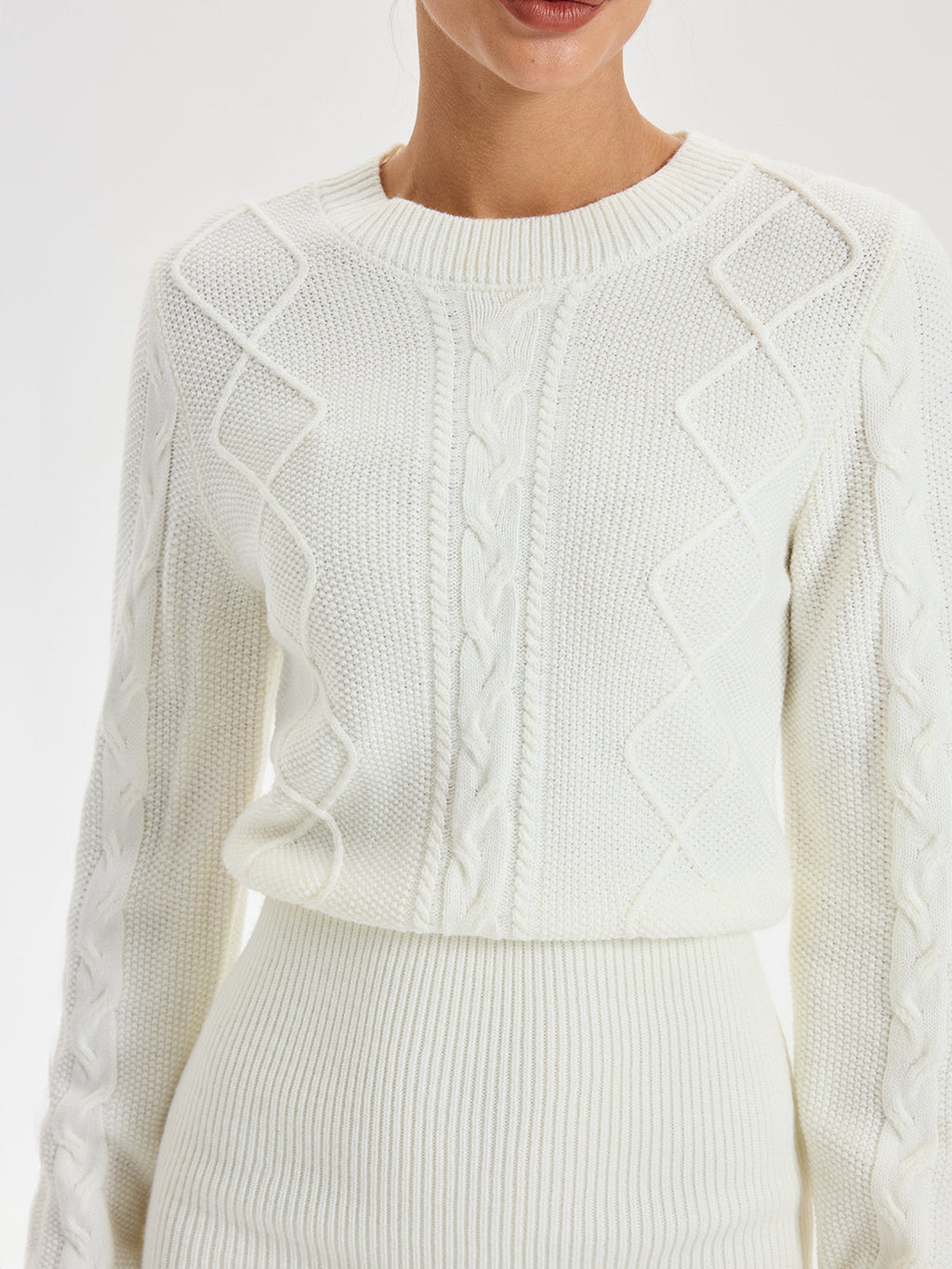 Cable Knit Crew Neck Mini Dress — Svelte Chic