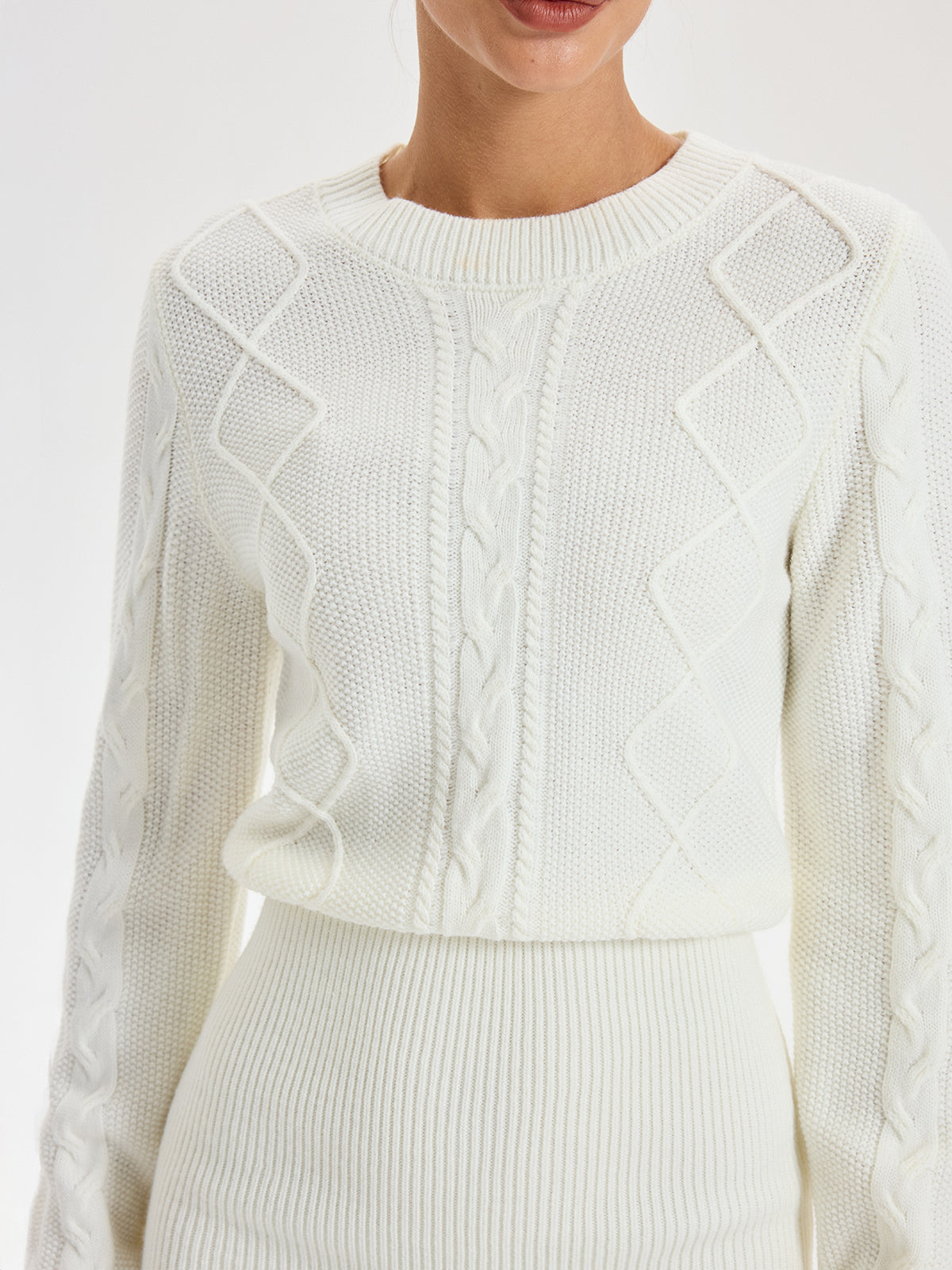 Cable Knit Crew Neck Mini Dress — Svelte Chic