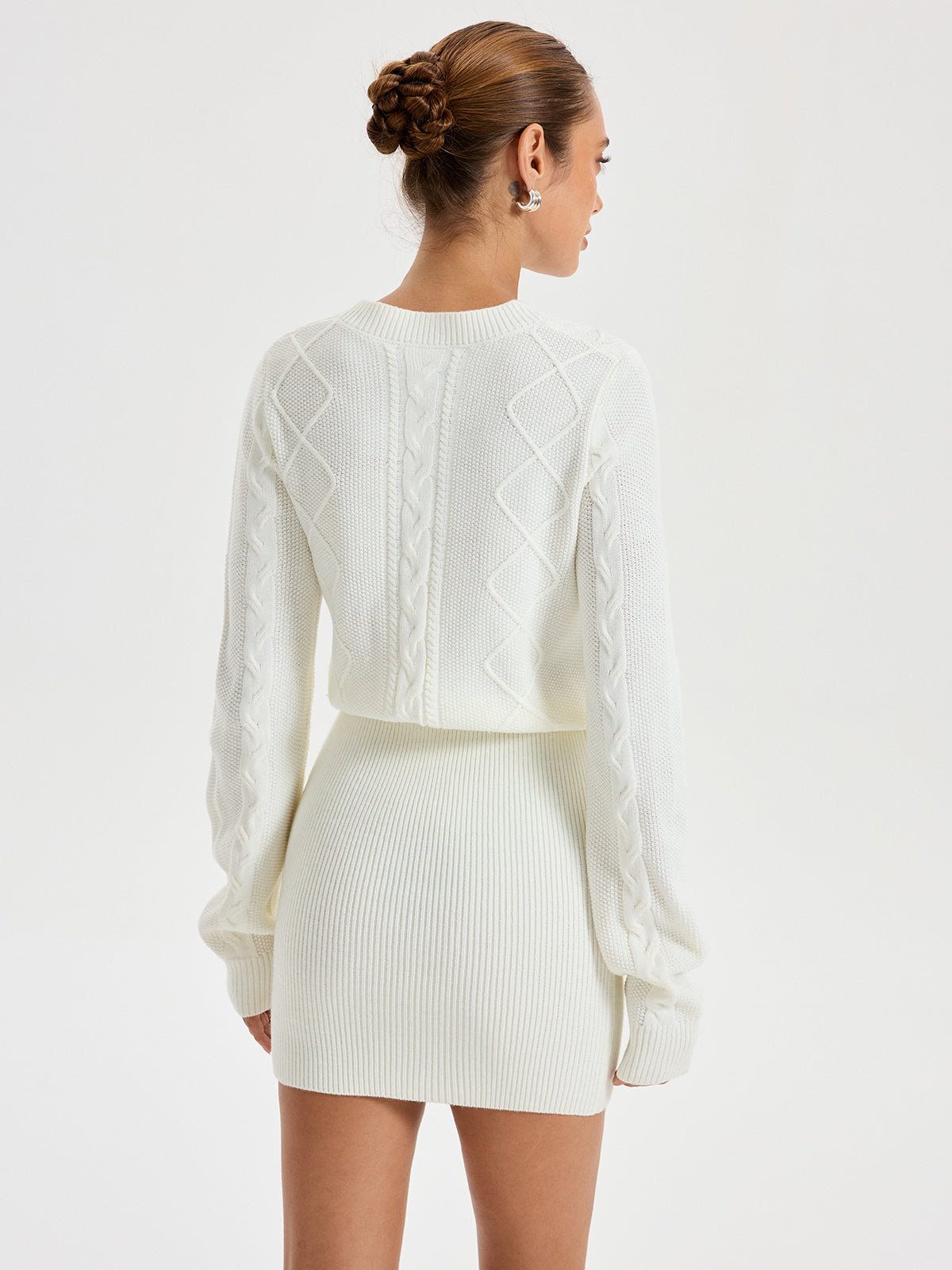 Cable Knit Crew Neck Mini Dress — Svelte Chic