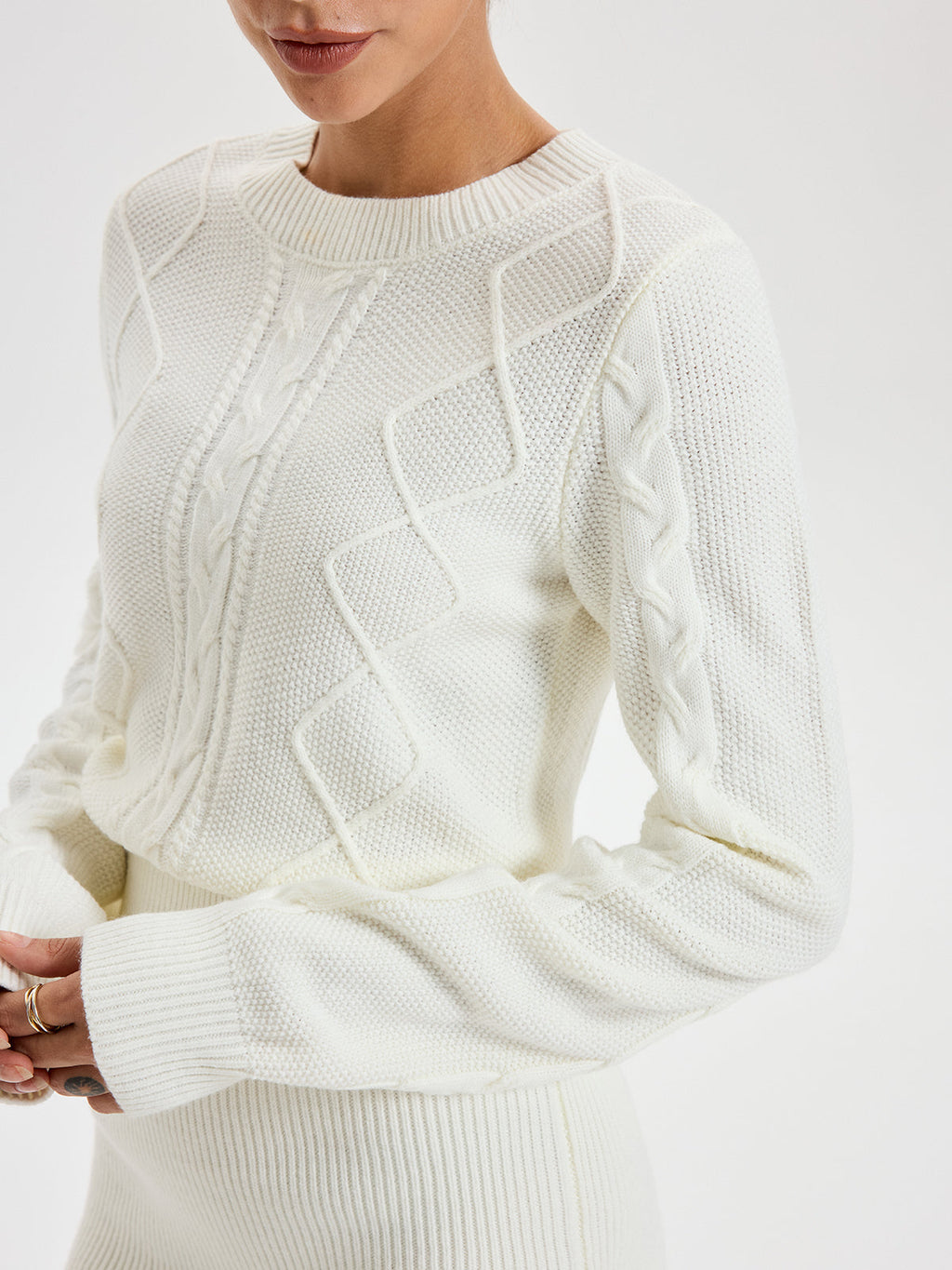 Cable Knit Crew Neck Mini Dress — Svelte Chic
