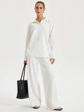 Oversized Polo Knit Set in Sol-İsviçreli Beyaz — Svelte Chic