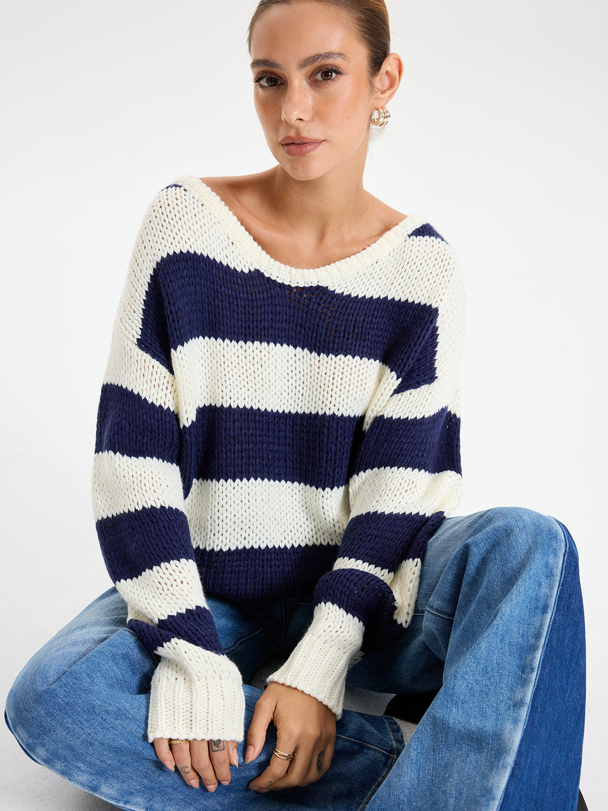 Oversized Striped Knit Sweater — Svelte Chic