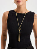Tassel Knot Long Necklace in Gold — Svelte Chic