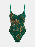 Floral Embroidered Bustier Corset Top in Green — Svelte Chic