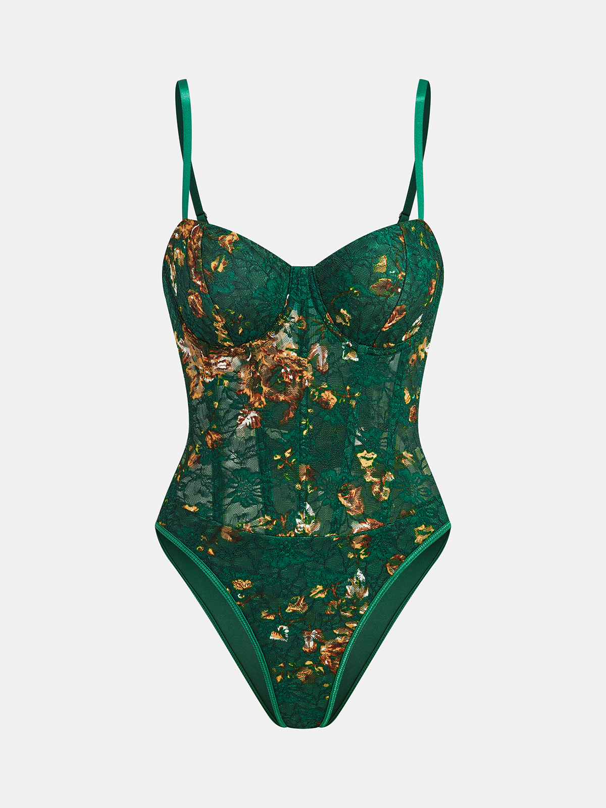 Floral Embroidered Bustier Corset Top in Green — Svelte Chic