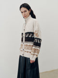 Jacquard Knit Cardigan in Off-White — Svelte Chic