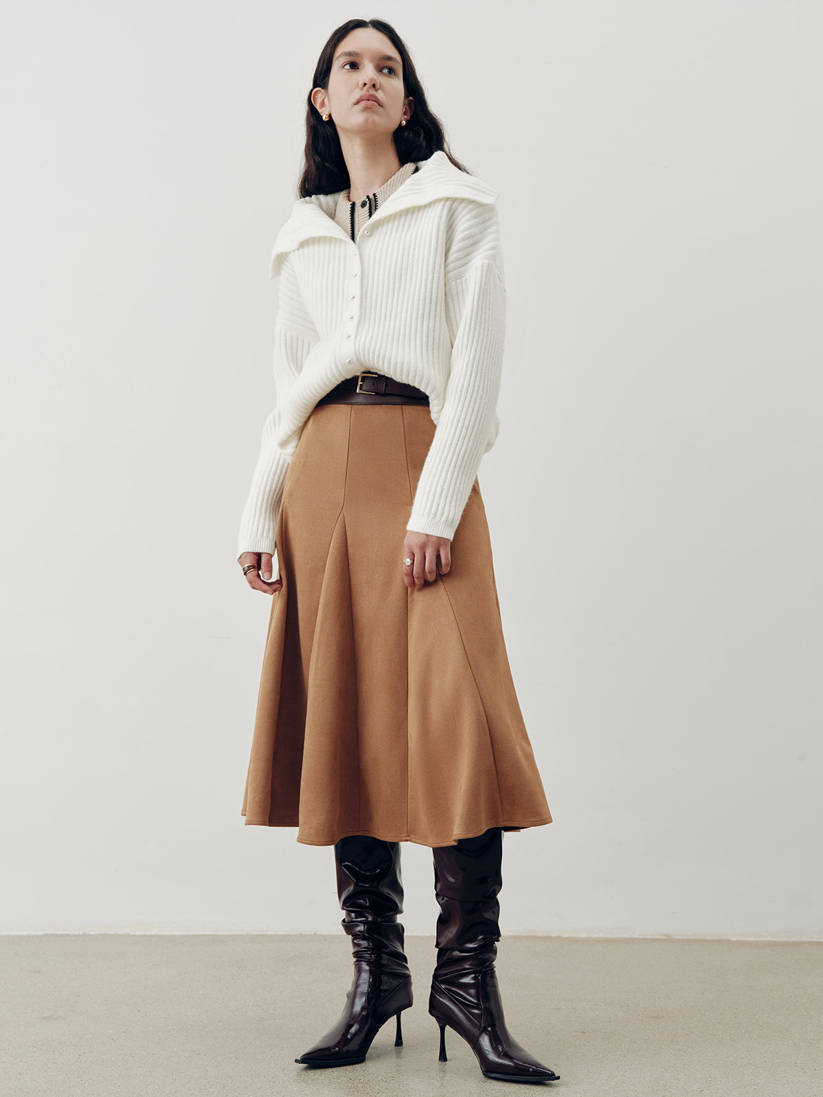 Suede Effect A-Line Maxi Skirt — Svelte Chic