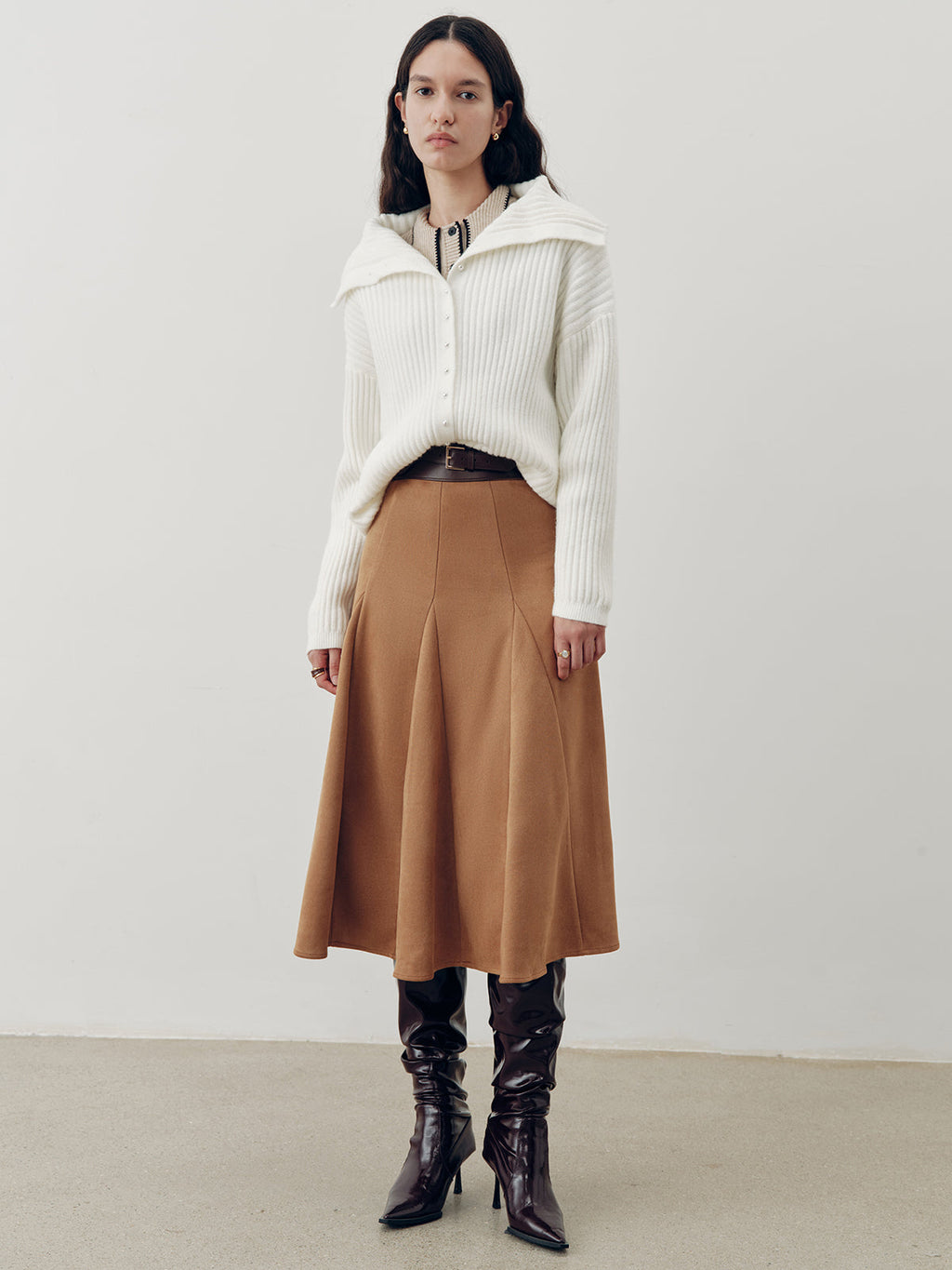 Suede Effect A-Line Maxi Skirt — Svelte Chic