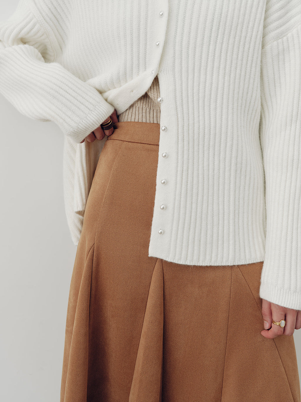 Suede Effect A-Line Maxi Skirt — Svelte Chic