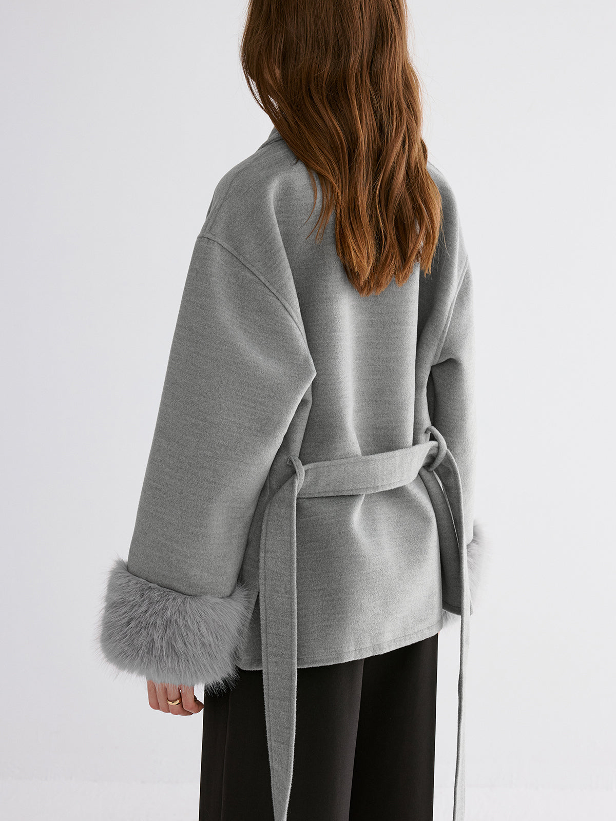 Faux Fur Collar Belted Trench Coat — Svelte Chic