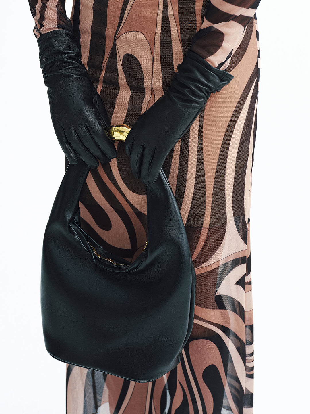 Metal Saplı PU Hobo Çanta