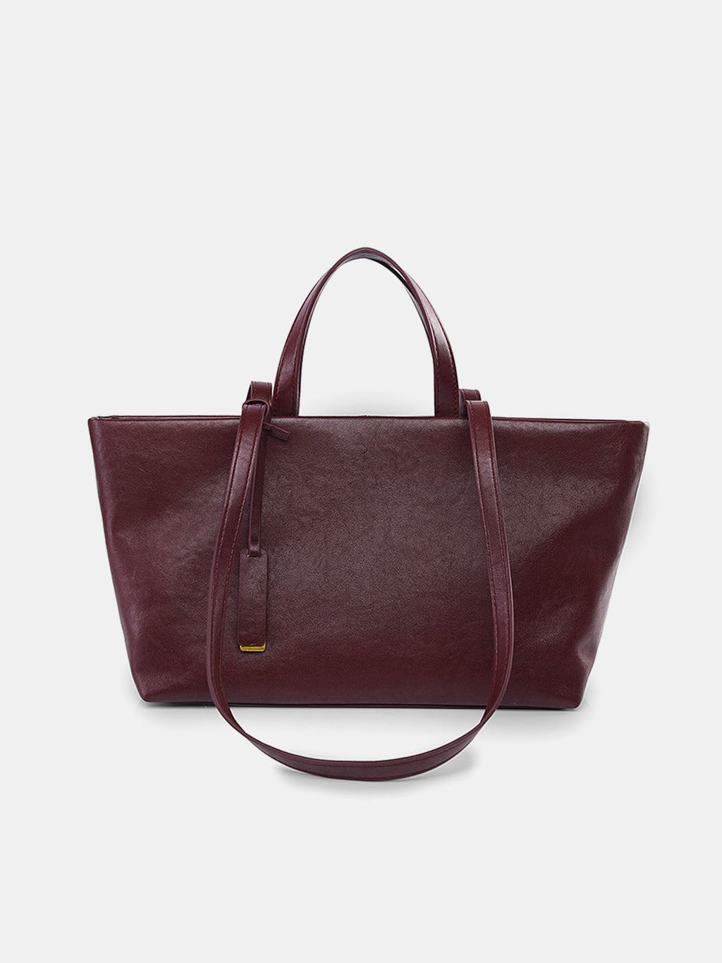 Faux Leather Large Tote Bag in Burgundy — Svelte Chic