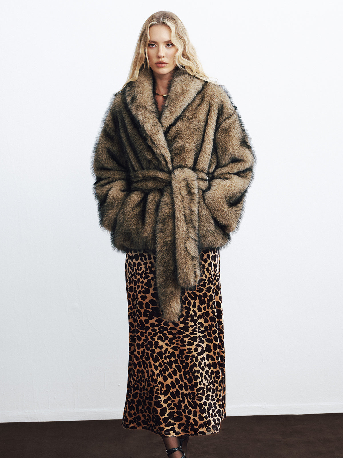 Faux Fur Belted Coat — Svelte Chic