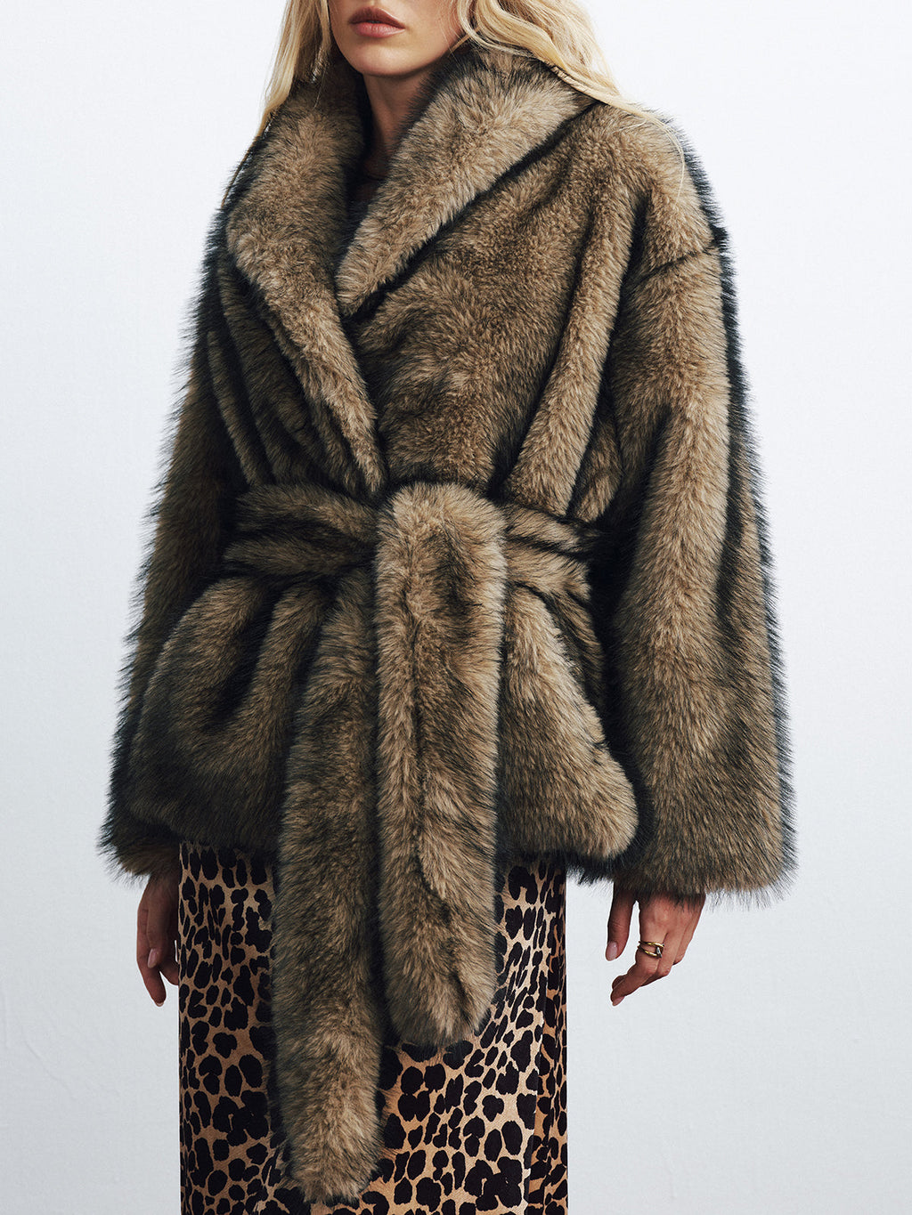Faux Fur Belted Coat — Svelte Chic