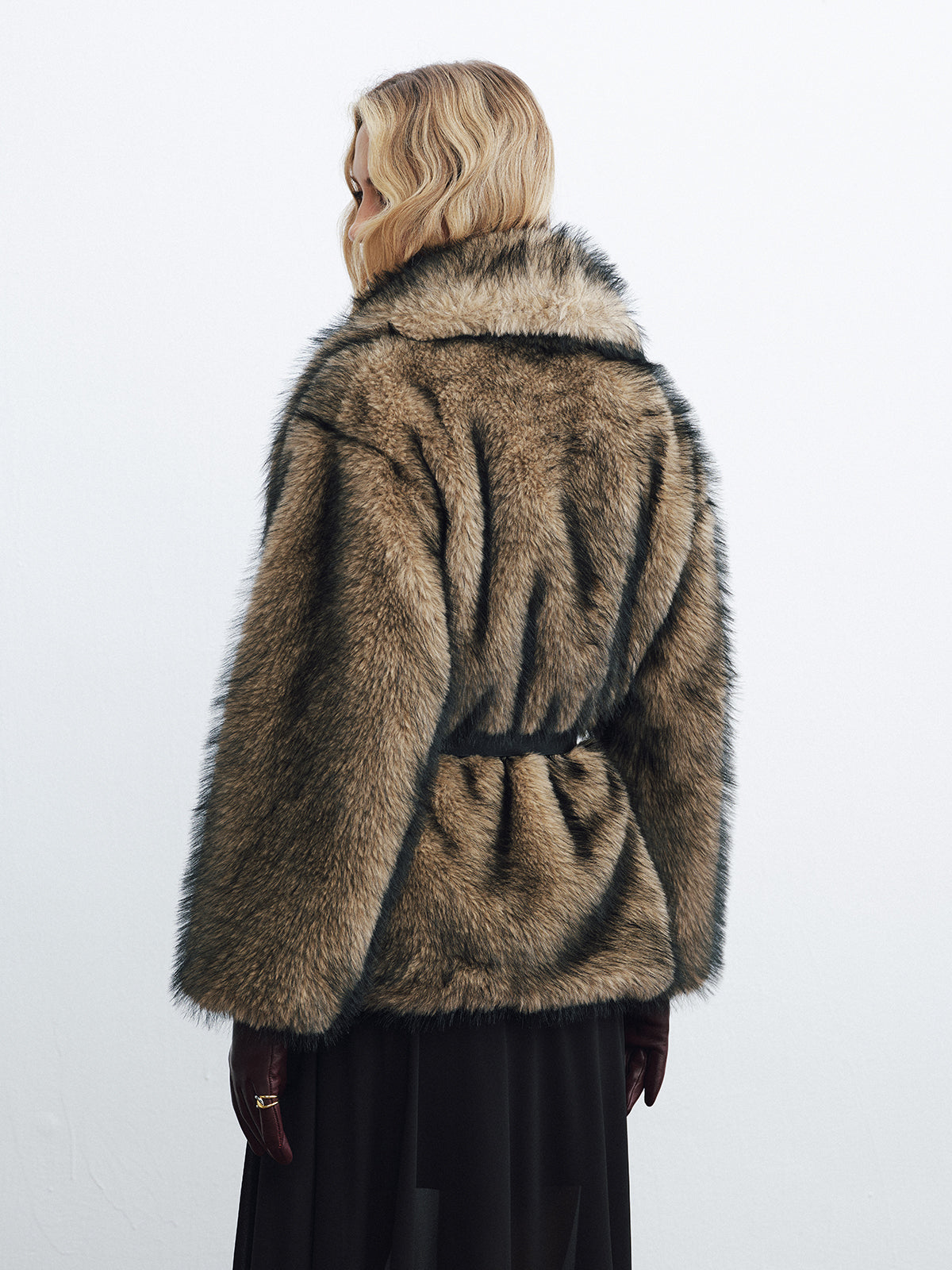 Faux Fur Belted Coat — Svelte Chic