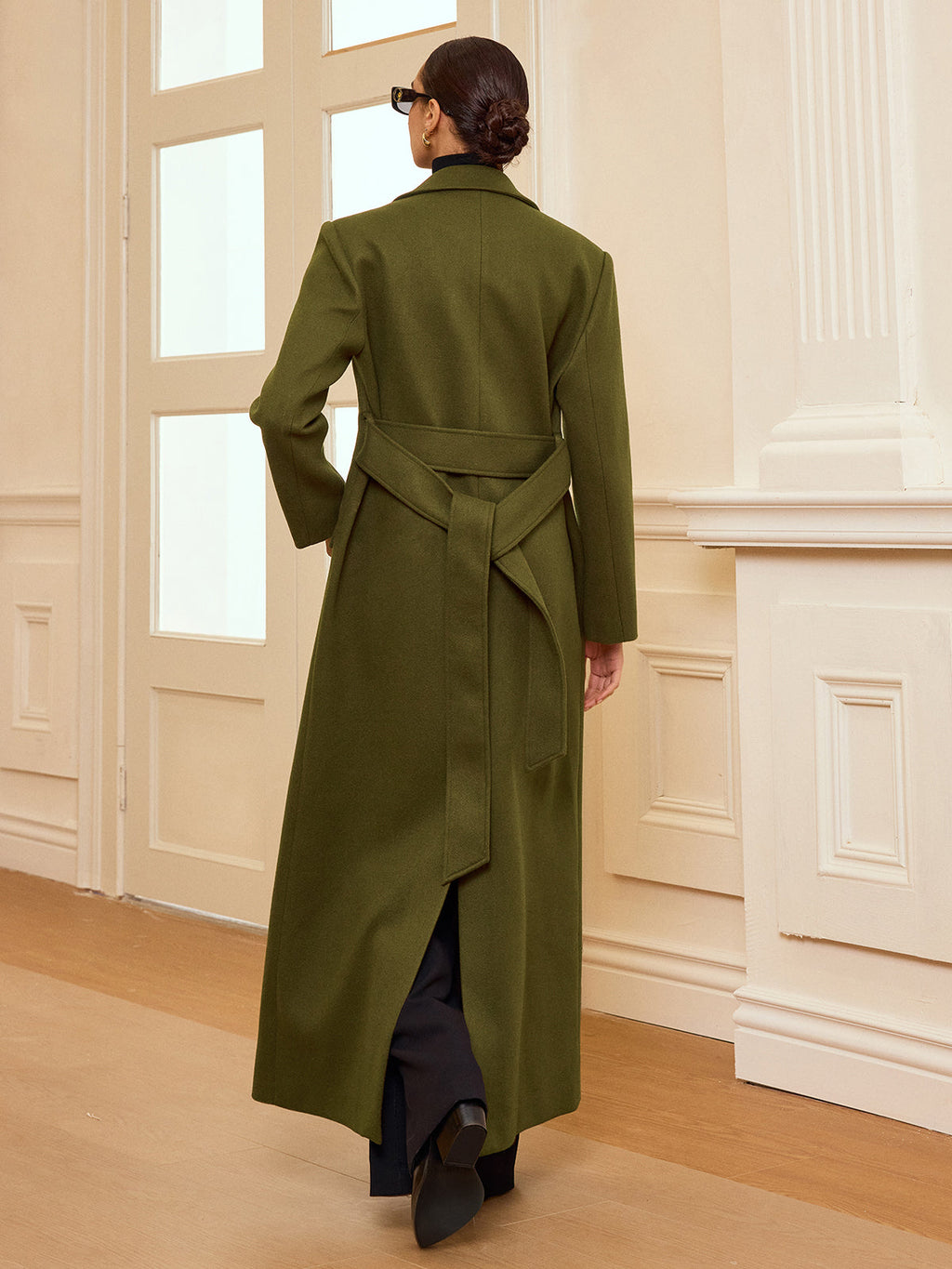 Double Breasted Belted Tweed Coat — Svelte Chic