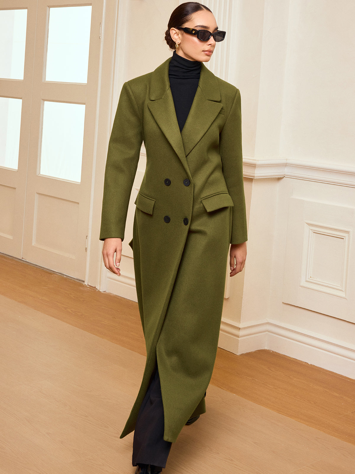 Double Breasted Belted Tweed Coat — Svelte Chic