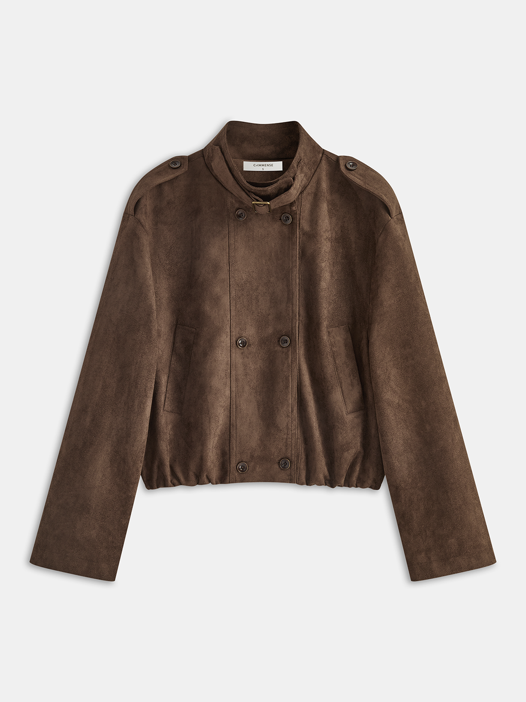 Faux Suede Cropped Biker Jacket in Brown — Svelte Chic