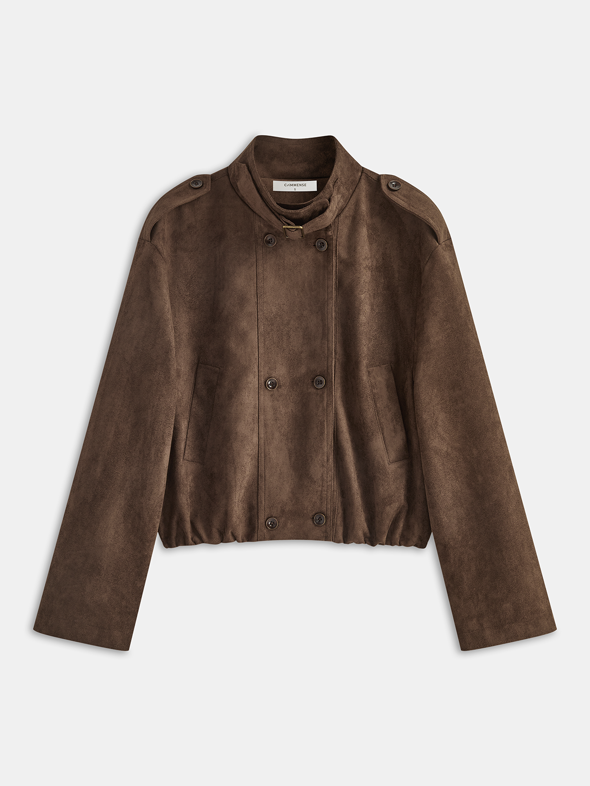 Faux Suede Cropped Biker Jacket in Brown — Svelte Chic