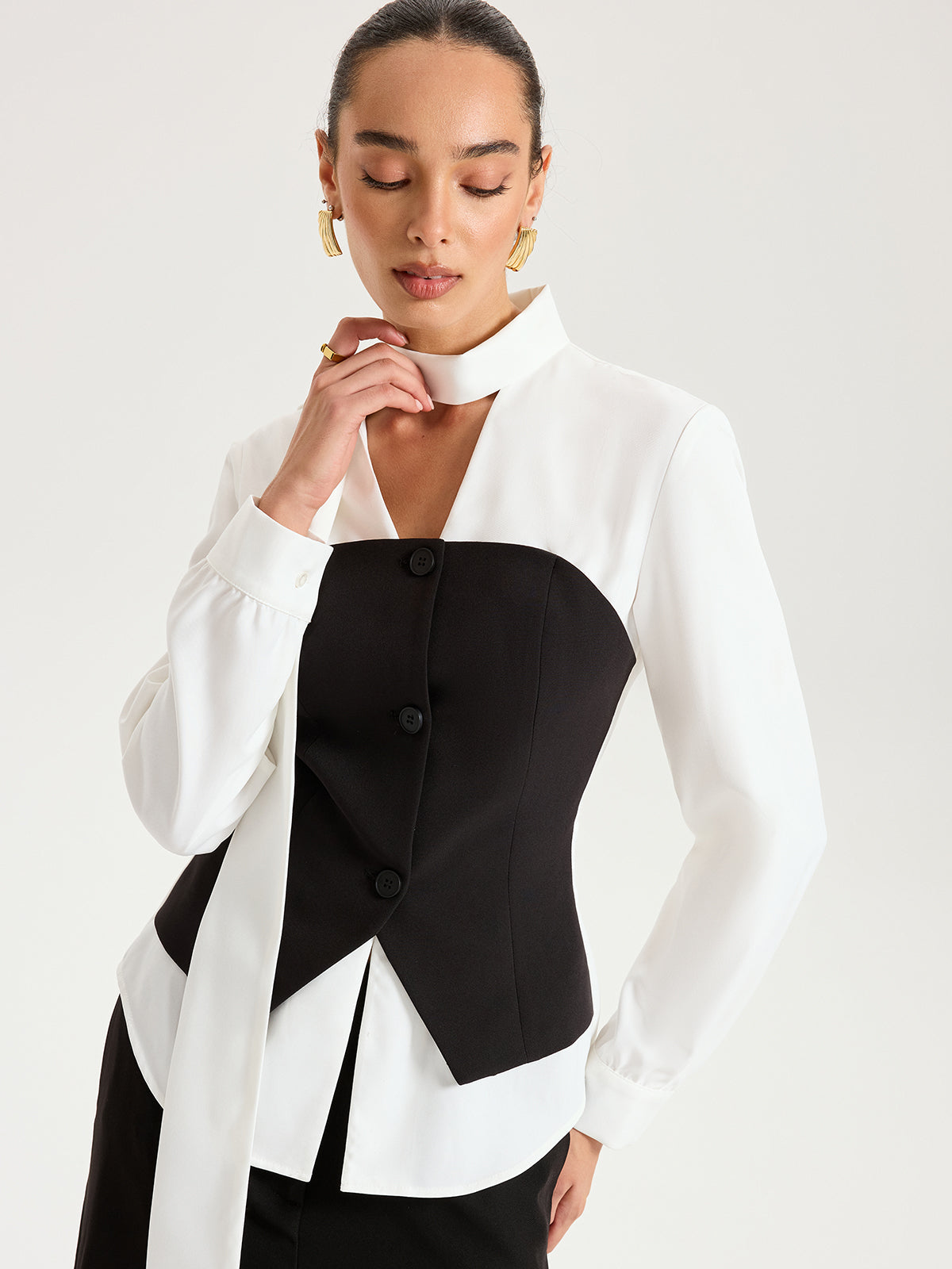 Two Tone Collar Shirt — Svelte Chic