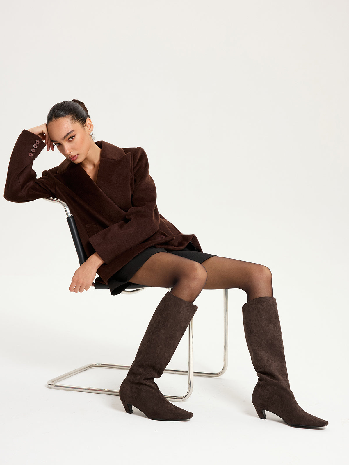 Faux Suede Knee High Boots — Svelte Chic
