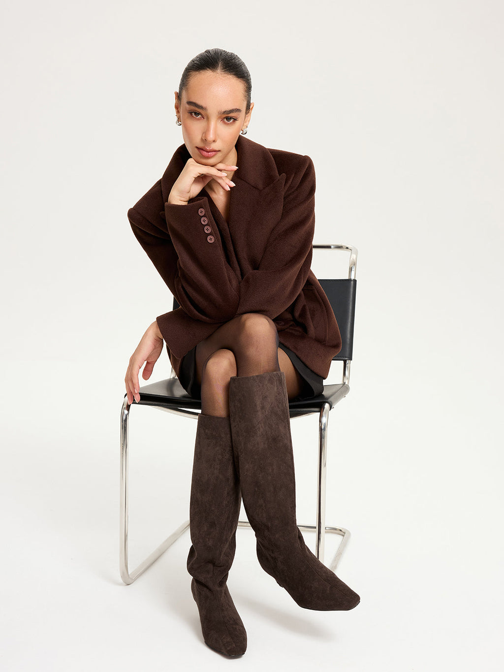Faux Suede Knee High Boots — Svelte Chic