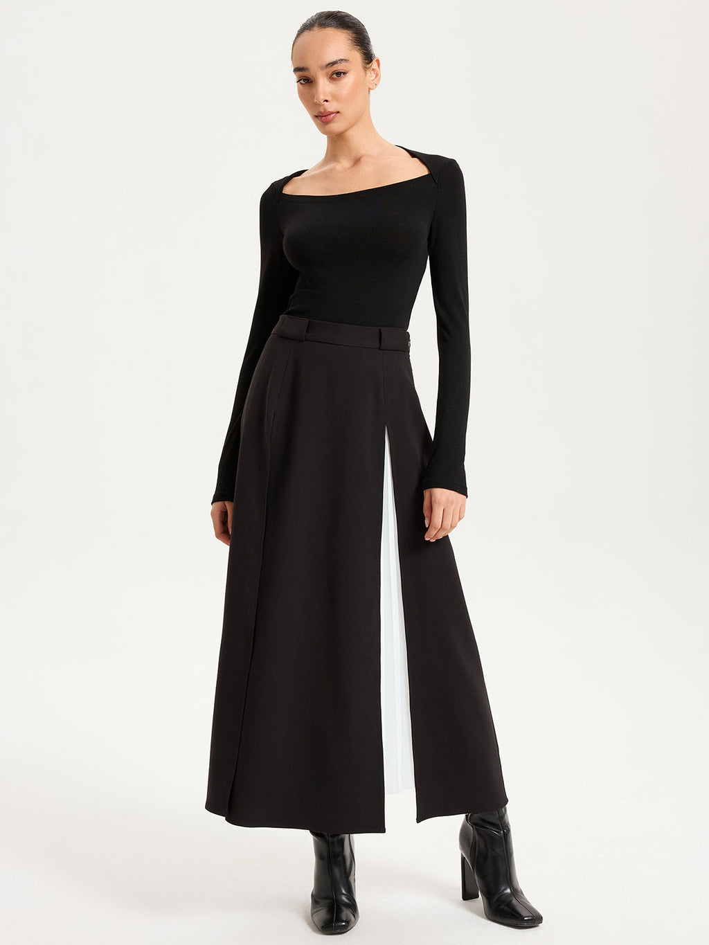 Contrast Twist Maxi Skirt — Svelte Chic
