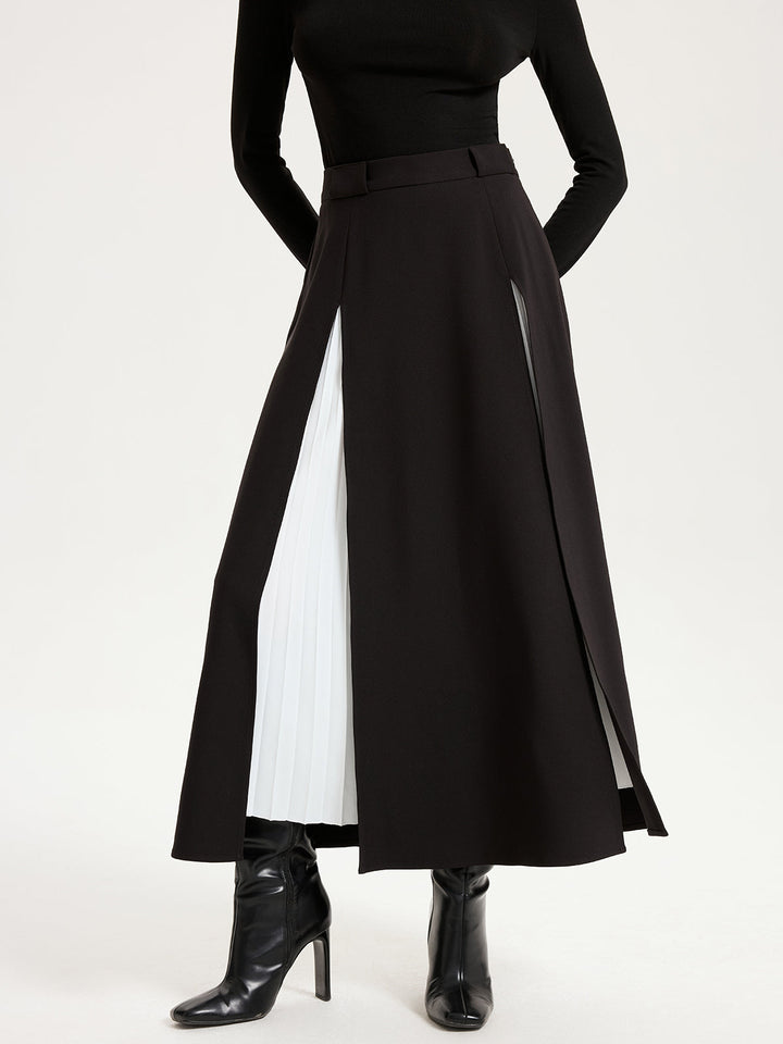 Дълга пола с контрастен завъртящ се ефект