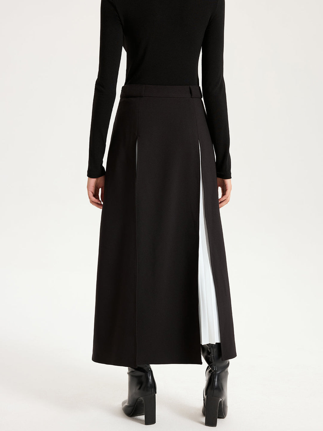 Дълга пола с контрастен завъртящ се ефект