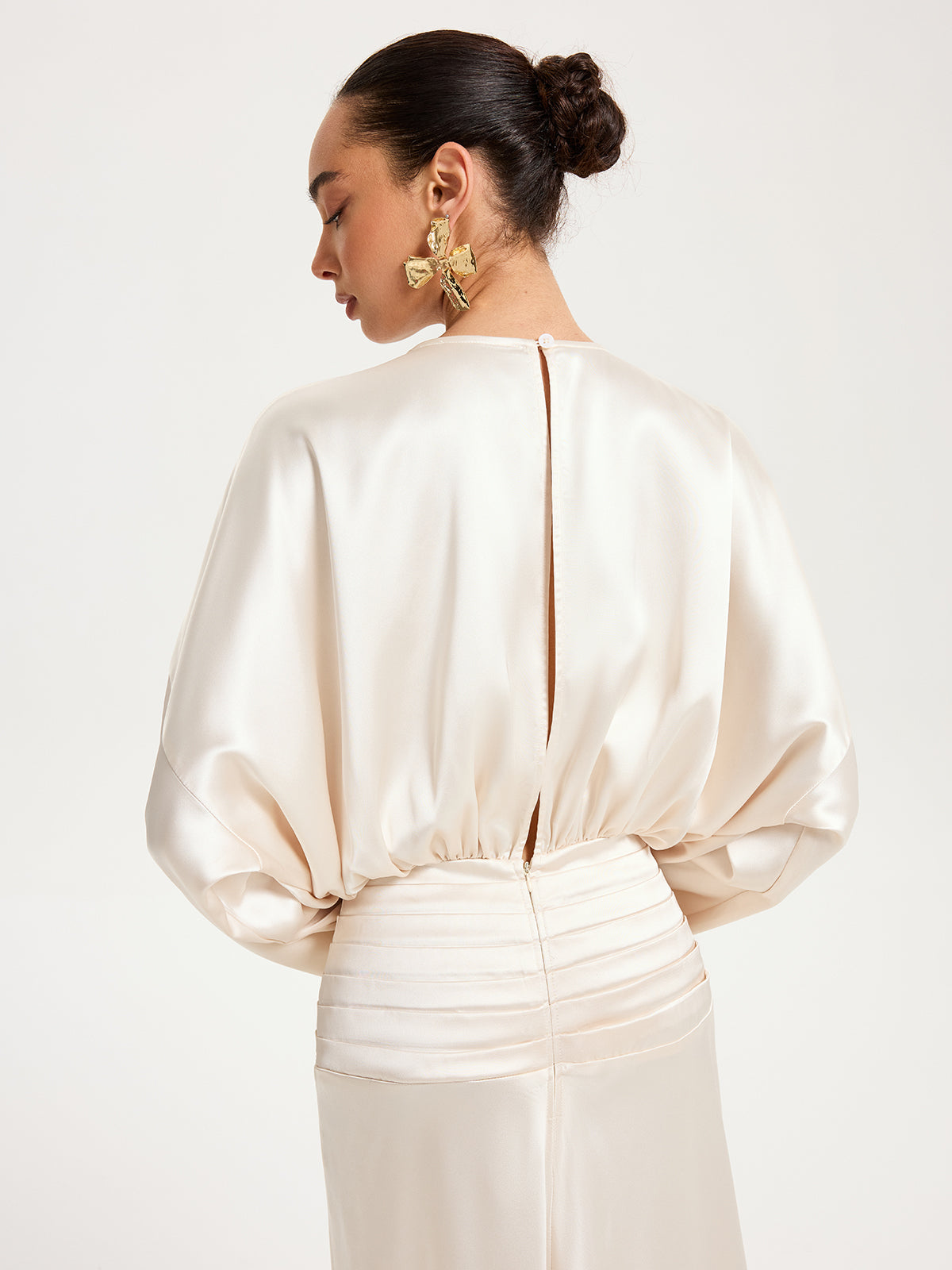 Satin Crew Neck Maxi Dress — Svelte Chic