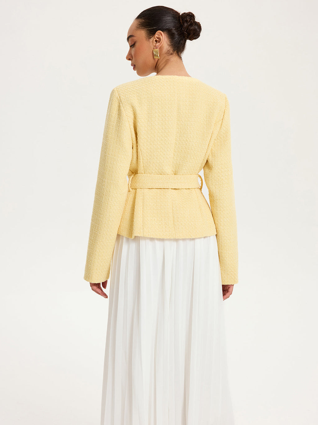 Tweed Belted Button Blazer — Svelte Chic
