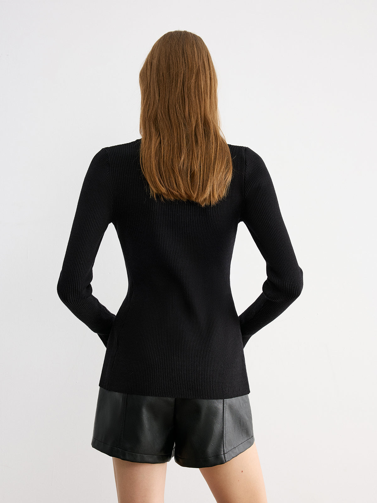 Button V-Neck Knit Top — Svelte Chic